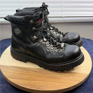 Harley-Davidson Men's Black Leather Lace-Up Work Boots (Men’s 9)